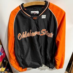 #3270-Oklahoma State Pullover Windbreaker Jacket - Black & Orange